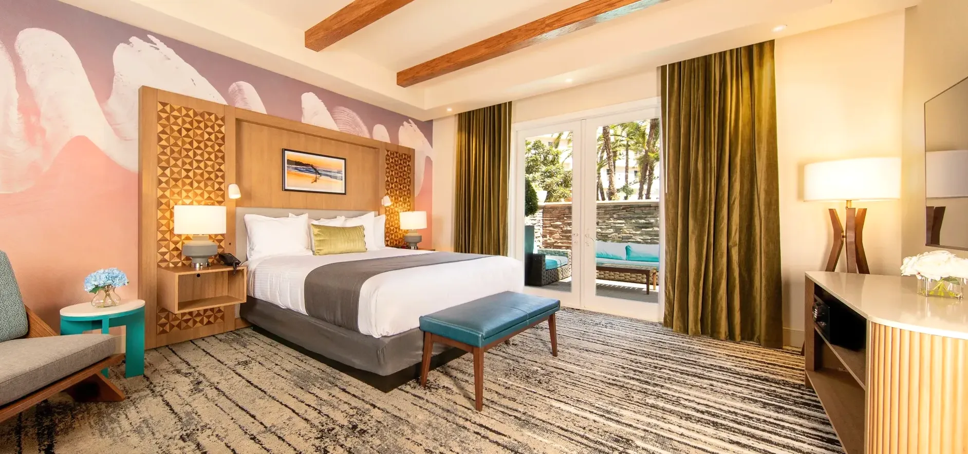 Luxury Suite with panoramic windows and gold accents